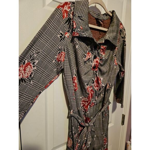 Retrolicious collared button up floral houndstooth midi dress size 2X - Picture 4 of 8